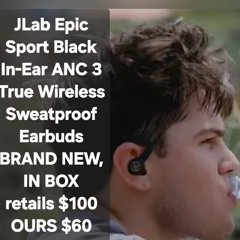 NIB JLab Epic Sport Black In-Ear ANC 3 True Wireless Sweatproof Earbuds